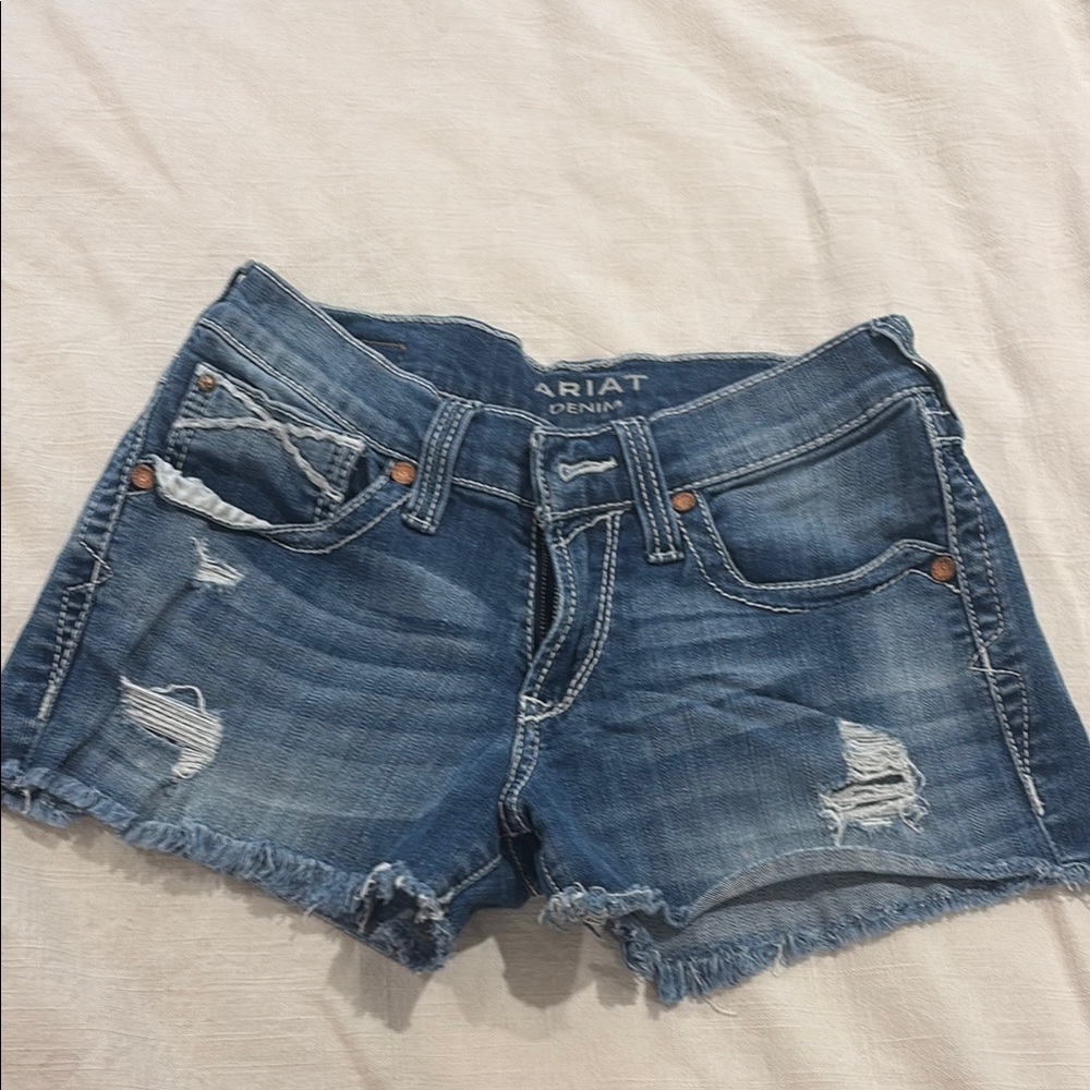 Ariat Blue Jean Shorts Distressed Frayed Hem